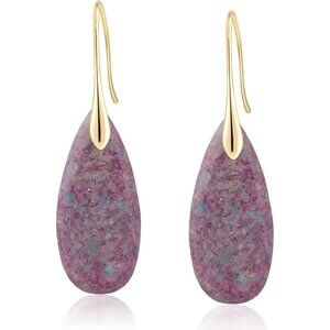 Purple Gold Hook Natural Stone Fishhoop Dangle Statement Earring for Women